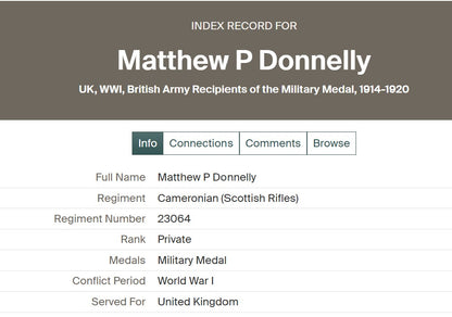 Scottish Rifles (Cameronians) - WW1 Military Medal Gallantry Group - From Paisley - Possibly POW