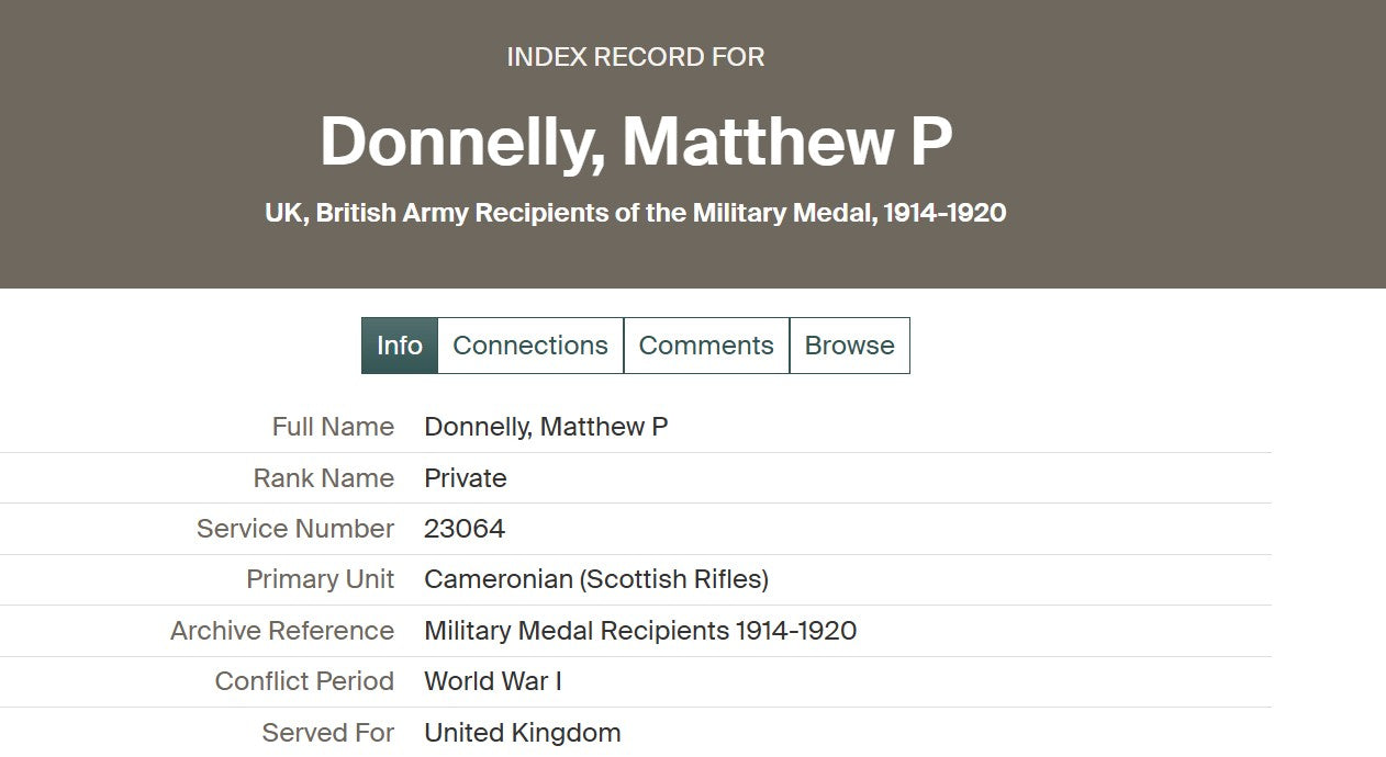 Scottish Rifles (Cameronians) - WW1 Military Medal Gallantry Group - From Paisley - Possibly POW
