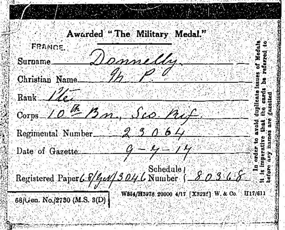 Scottish Rifles (Cameronians) - WW1 Military Medal Gallantry Group - From Paisley - Possibly POW