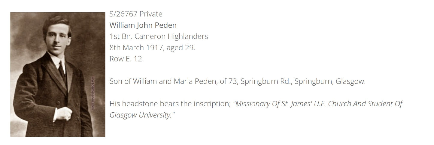 Cameron Highlanders Died 1917 British War Medal WW1 Glasgow University Lovat Scouts