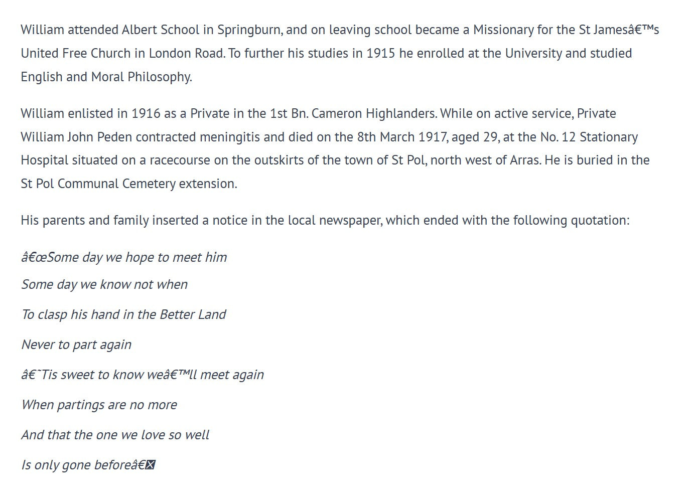 Cameron Highlanders Died 1917 British War Medal WW1 Glasgow University Lovat Scouts