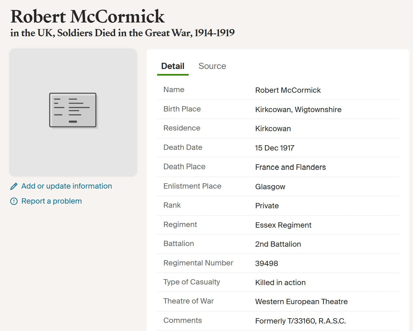 Essex Regiment KIA 1917 Victory Medal WW1 British Late ASC From Kirkcowan