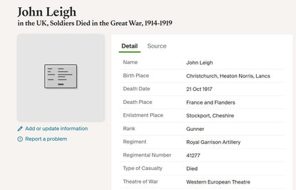 Royal Garrison Artillery Died of Wounds 1917 British WW1 Medal Trio Stockport
