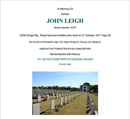 Royal Garrison Artillery Died of Wounds 1917 British WW1 Medal Trio Stockport