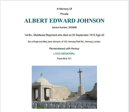 Middlesex Regiment KIA Loos 1915 WW1 1914 Mons Medal Trio Memorial Plaque Scroll