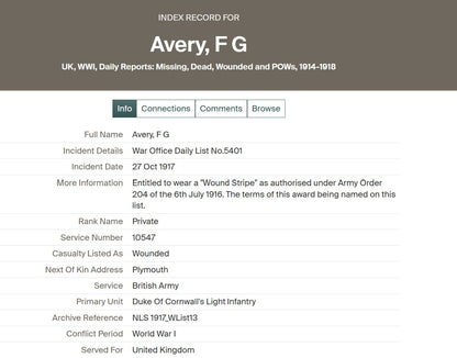 Duke of Cornwall's Light Infantry KIA 1918 British WW1 Medal Trio Avery Plymouth