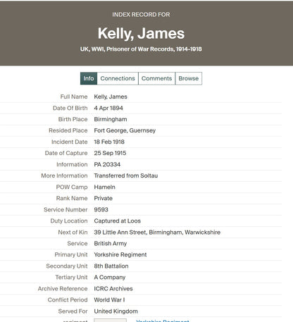 Yorkshire Regiment POW Loos 1915 British 1914 Mons Star WW1 & WW2 Medal Group