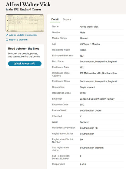 Mercantile Marine WW1 British Medal Pair VICK Chief Steward Southampton Jersey
