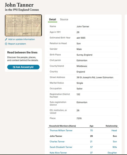 Mercantile Marine WW1 British Medal Pair TANNER Quartermaster & A.B. Edmonton
