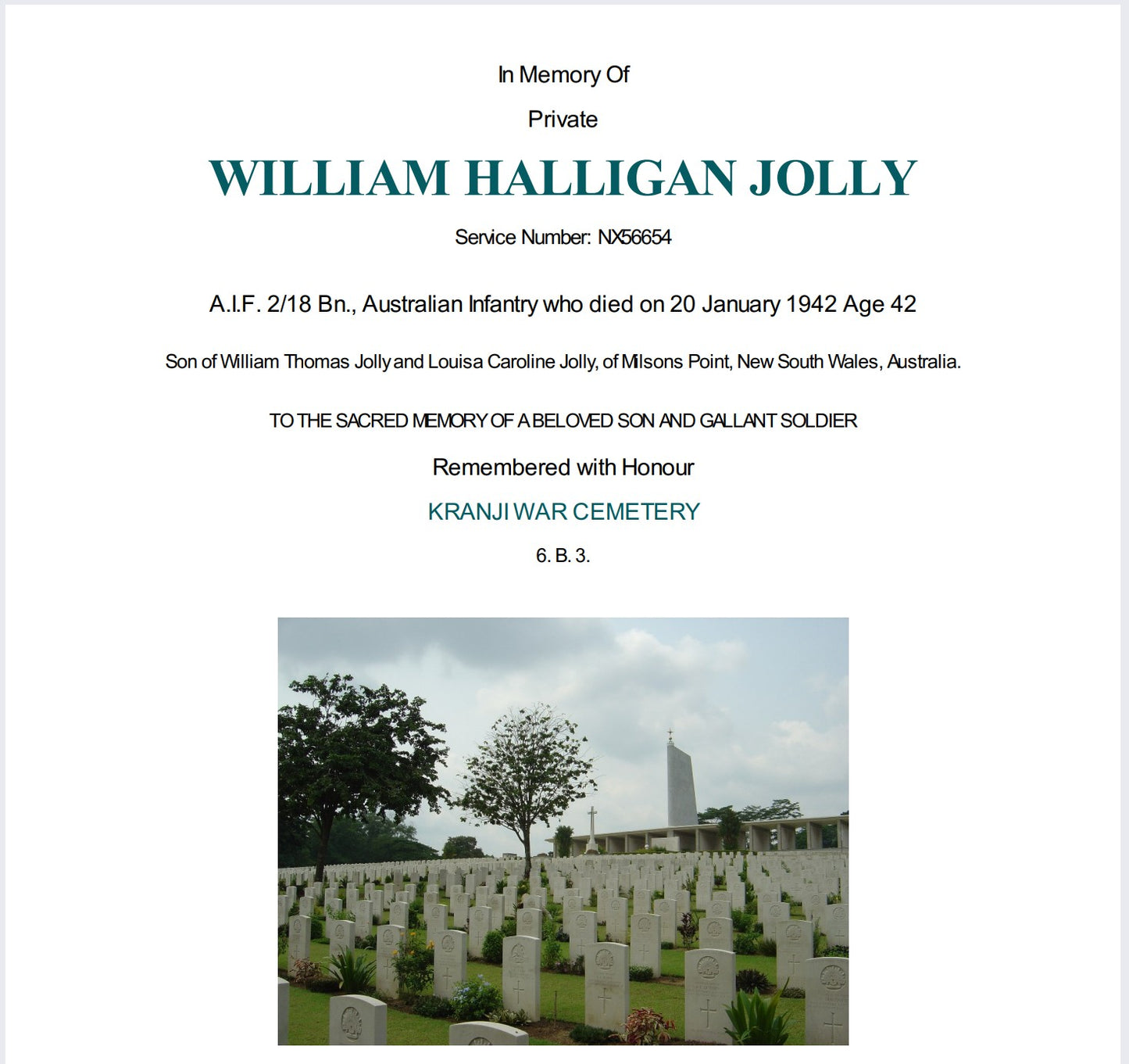 WW2 Australia Service Medal KIA Malaya/Singapore 1942 Pte. 2/18th Bn. From India