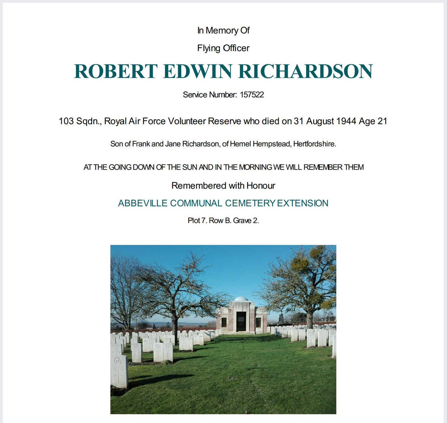 Royal Air Force RAF KIA France 1944 Lancaster Bomber WW2 Casualty Medal Group