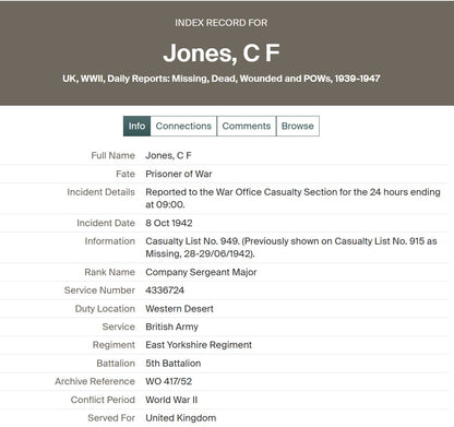 East Yorkshire Regiment POW North Africa 1942 WW2 Medal Group Long Service Company Sergeant Major