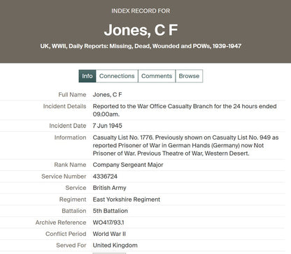 East Yorkshire Regiment POW North Africa 1942 WW2 Medal Group Long Service Company Sergeant Major