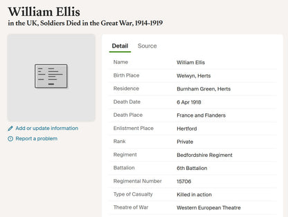 Bedfordshire Regiment KIA 1918 WW1 British Medal Trio Pte. Ellis from Hertfordshire