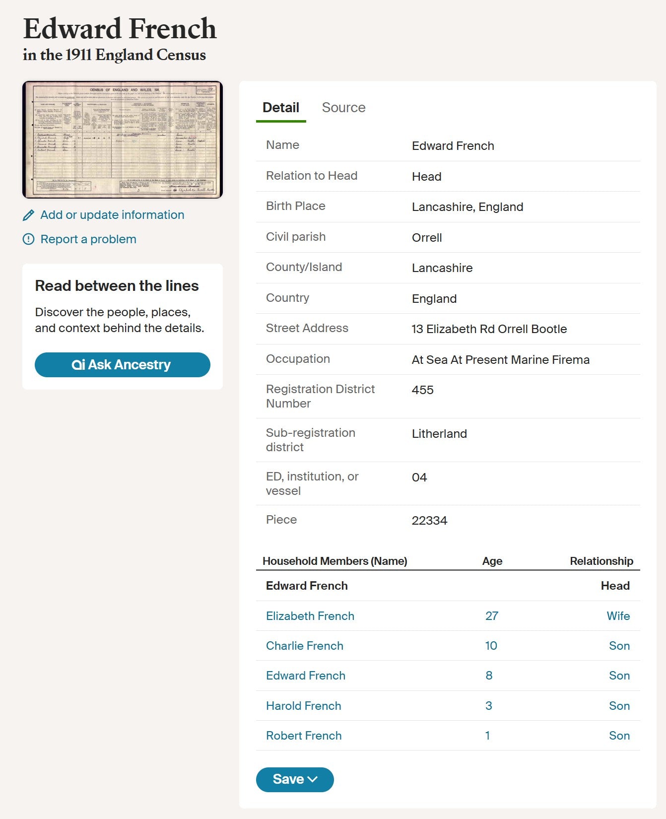 Lusitania Casualty Died 7th May 1915 WW1 Mercantile Marine Medal Fireman French from Liverpool