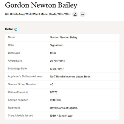 Royal Engineers Royal Signals Father & Son WW1 WW2 Medal Group Palestine Luton