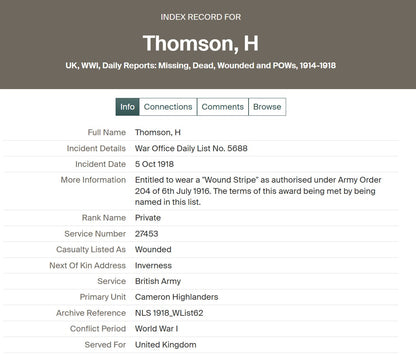 4th Cameron Highlanders x5 WIA 1914-15 Star Medal WW1 LSGC 1936 Inverness