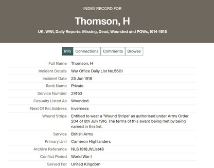 4th Cameron Highlanders x5 WIA 1914-15 Star Medal WW1 LSGC 1936 Inverness