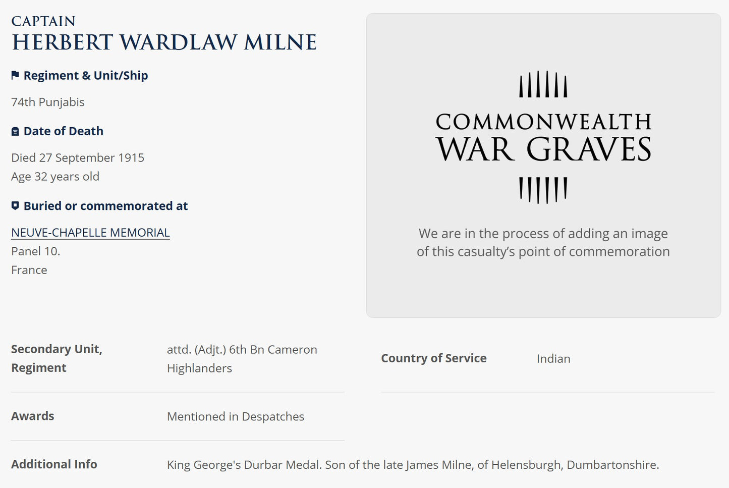 6th Cameron Highlanders KIA Loos 1915 VC Action Captain & Ad QSA Medal Sligo RGA