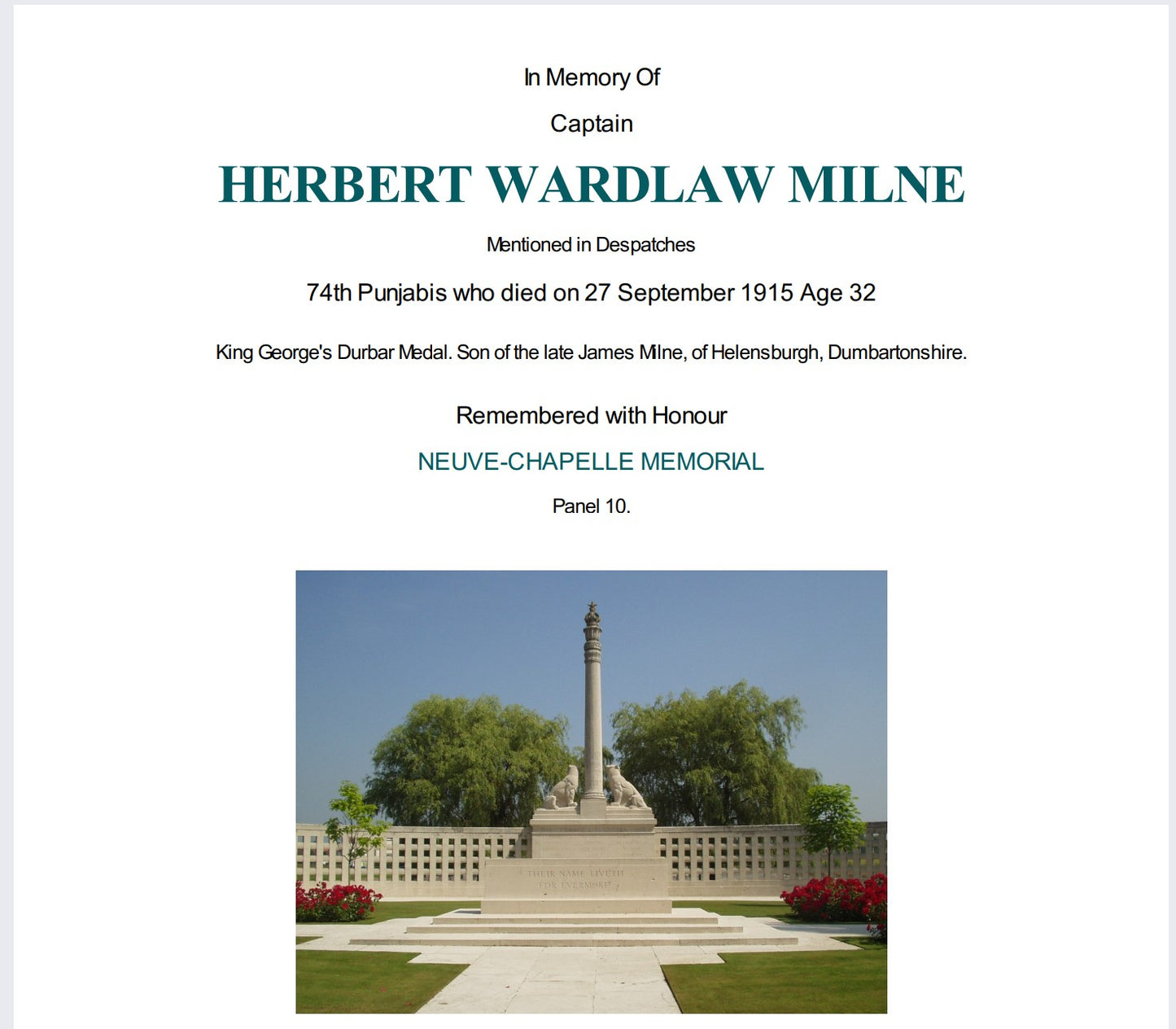 6th Cameron Highlanders KIA Loos 1915 VC Action Captain & Ad QSA Medal Sligo RGA