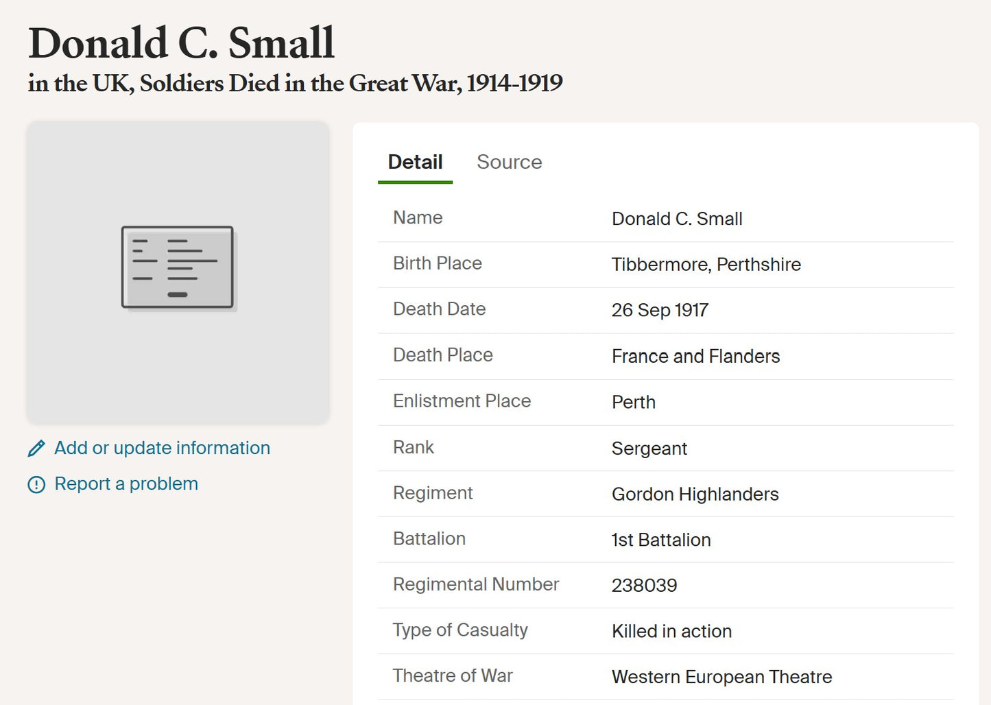Gordon Highlanders KIA 1917 late 6th Black Watch WW1 British War Medal got TFEM