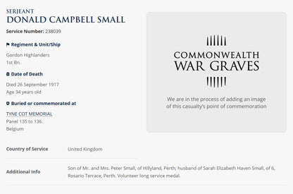 Gordon Highlanders KIA 1917 late 6th Black Watch WW1 British War Medal got TFEM