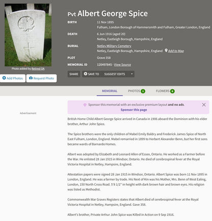 1st Canadian Expeditionary Force Died 1916 CEF WW1 1914-15 Star Medal Home Child