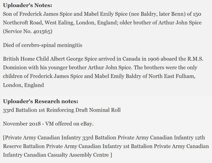 1st Canadian Expeditionary Force Died 1916 CEF WW1 1914-15 Star Medal Home Child