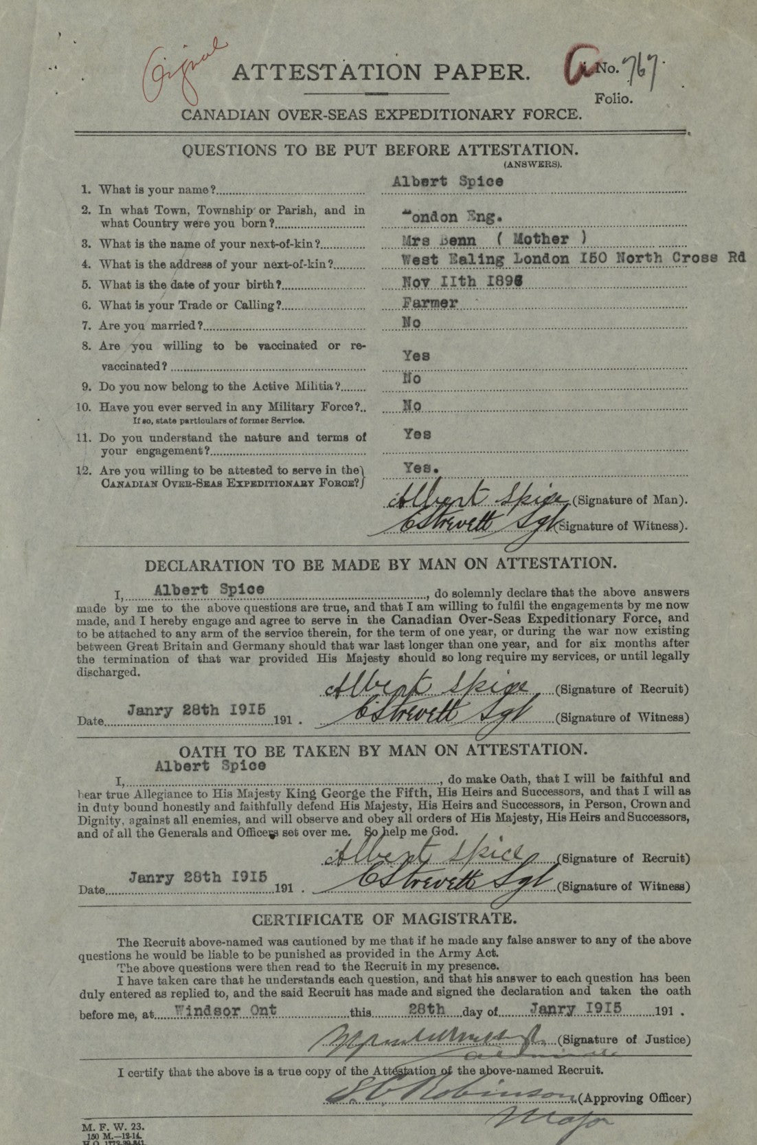 1st Canadian Expeditionary Force Died 1916 CEF WW1 1914-15 Star Medal Home Child