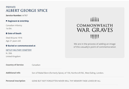 1st Canadian Expeditionary Force Died 1916 CEF WW1 1914-15 Star Medal Home Child