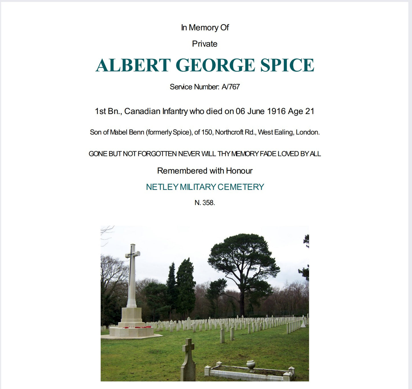 1st Canadian Expeditionary Force Died 1916 CEF WW1 1914-15 Star Medal Home Child