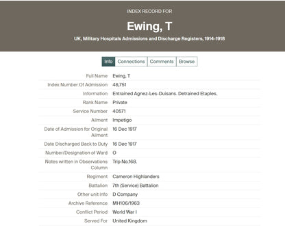 7th Cameron Highlanders KIA March 1918 WW1 Victory Medal from Glasgow