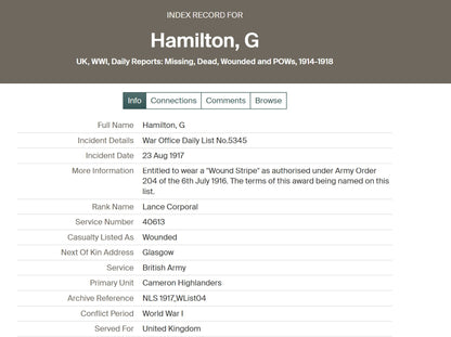 4th & 6th Cameron Highlanders POW 1918 WW1 Medal Pair Glasgow MIA Presumed Dead