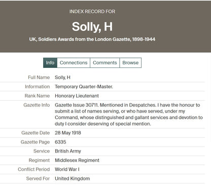 19th Middlesex Regiment Mentioned in Despatches WIA Captain & QM WW1 Medal Pair