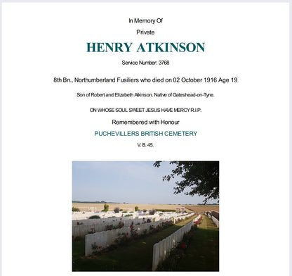 Northumberland Fusiliers DOW Somme 1916 1914-15 Star WW1 Medal Gateshead-on-Tyne