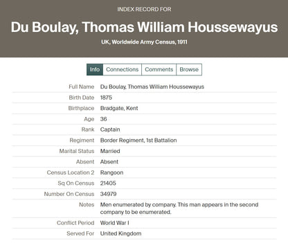 Major 1st Bn. Border Regiment WW1 1914 Star Medal Trio Houssemayne du Boulay