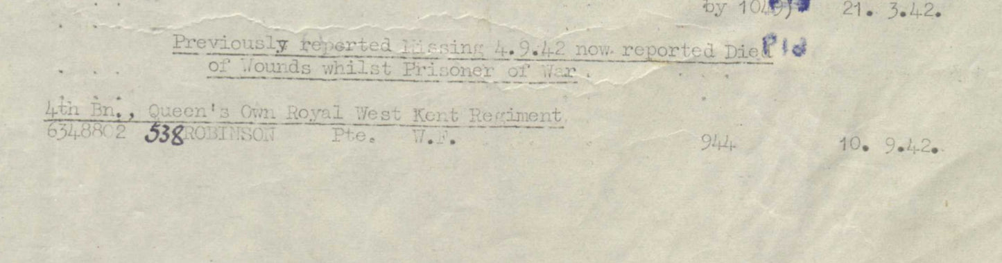 4th Queen’s Own Royal West Kent Regiment DIED POW TOBRUK 1942 WW2 Medals Fulham
