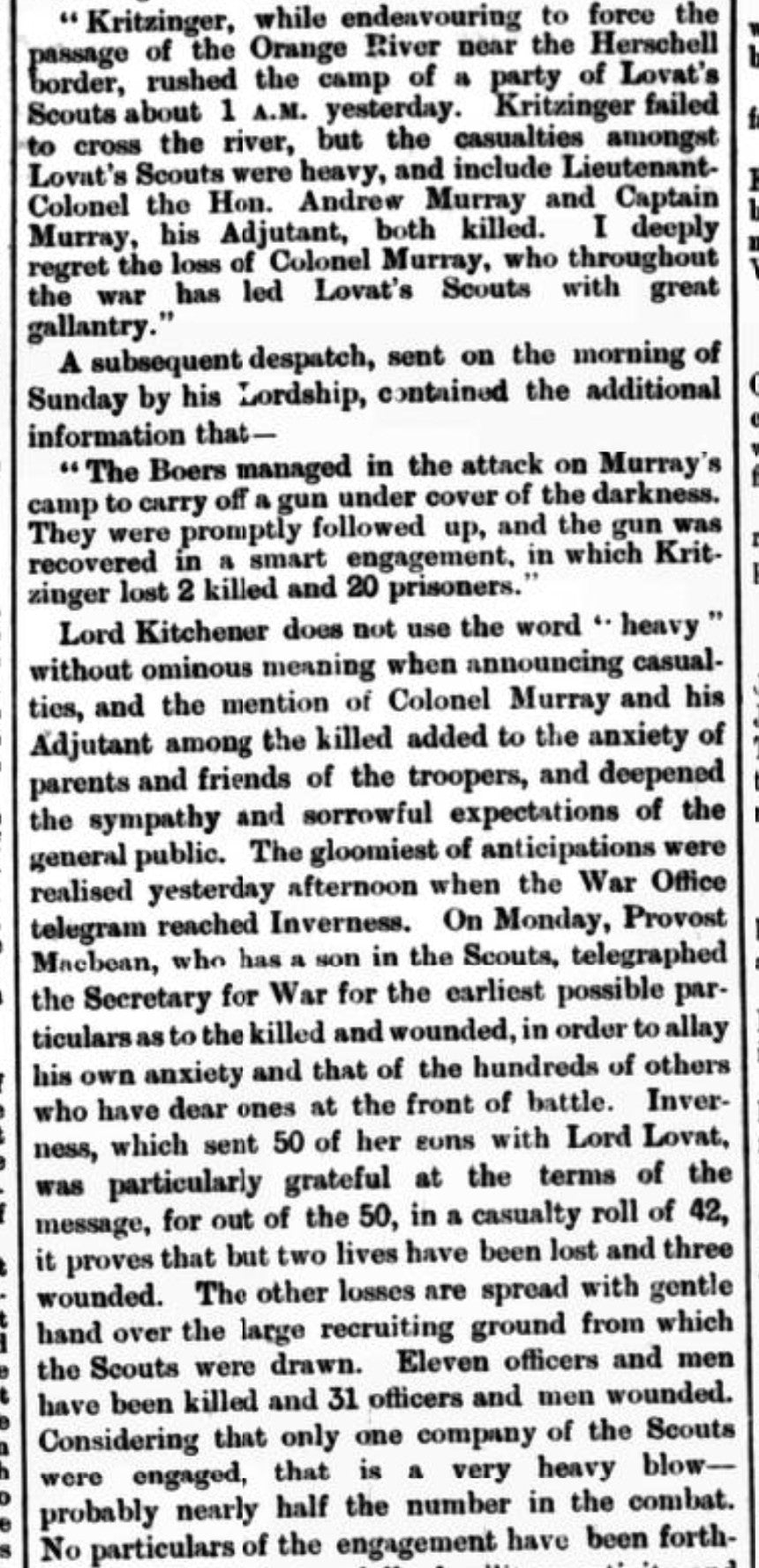 Lovat Scouts Boer War QSA Medal Severely Wounded Spitzkop 1901 Inverness