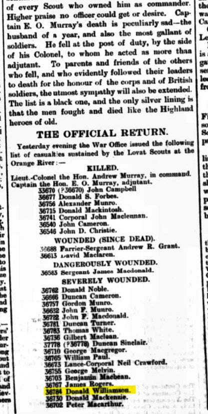 Lovat Scouts Boer War QSA Medal Severely Wounded Spitzkop 1901 Inverness