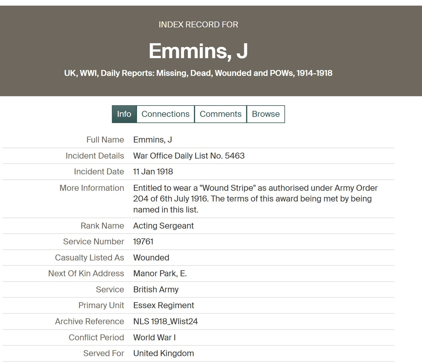 2nd Essex Regiment - Sergeant POW March 1918 WIA 1917 - London - WW1 Victory Medal