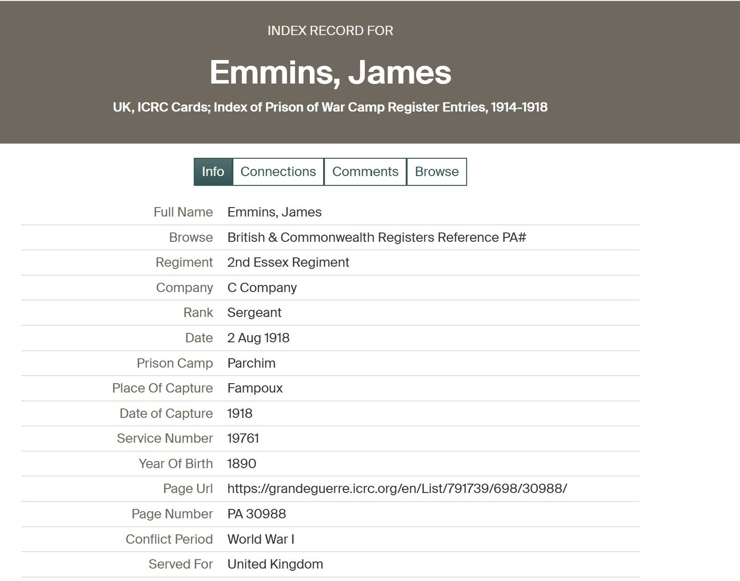 2nd Essex Regiment - Sergeant POW March 1918 WIA 1917 - London - WW1 Victory Medal