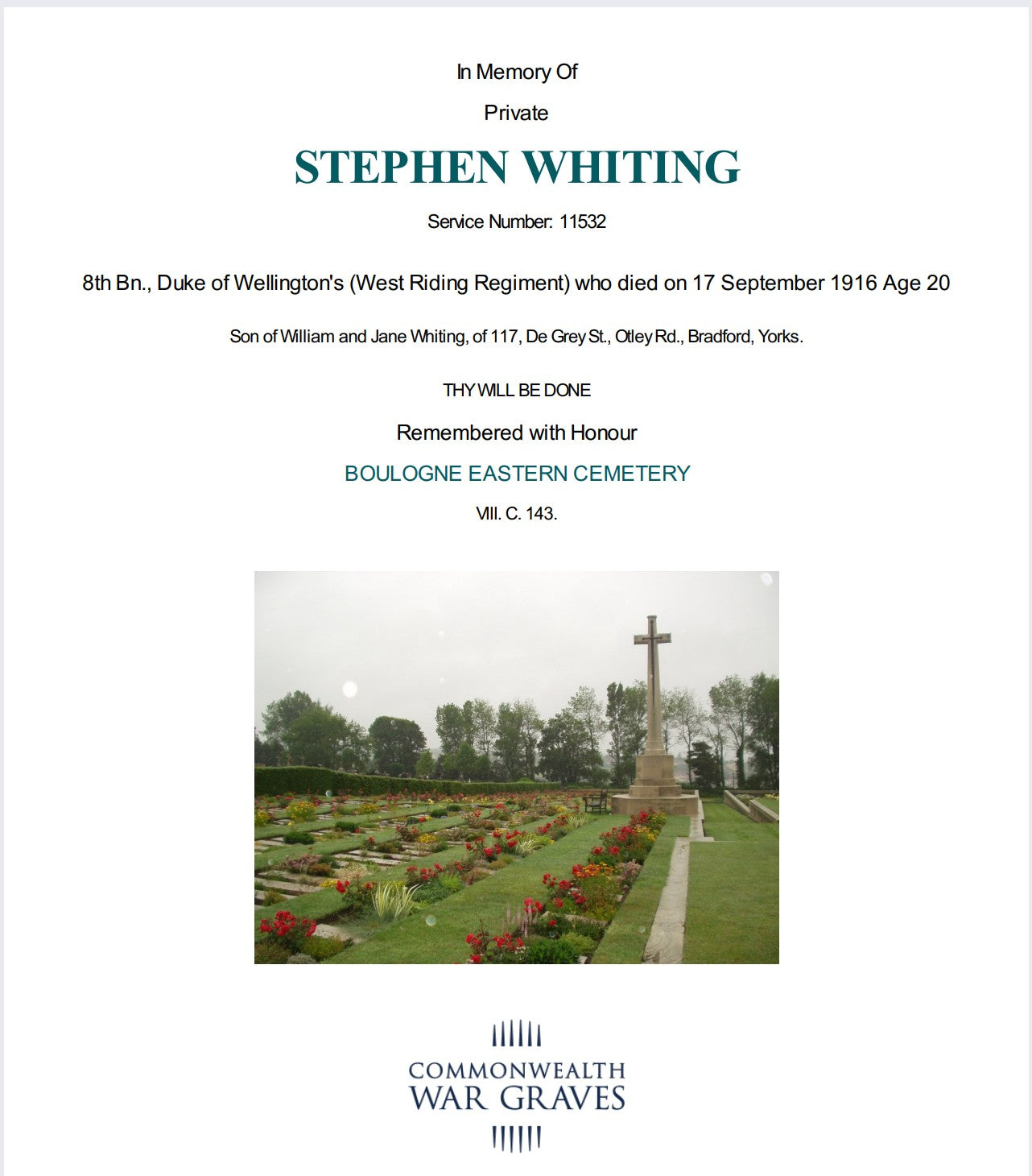 8th Bn. West Riding Regiment - Died of Wounds Somme 1916 - WW1 Medal Trio & Plaque - Bradford