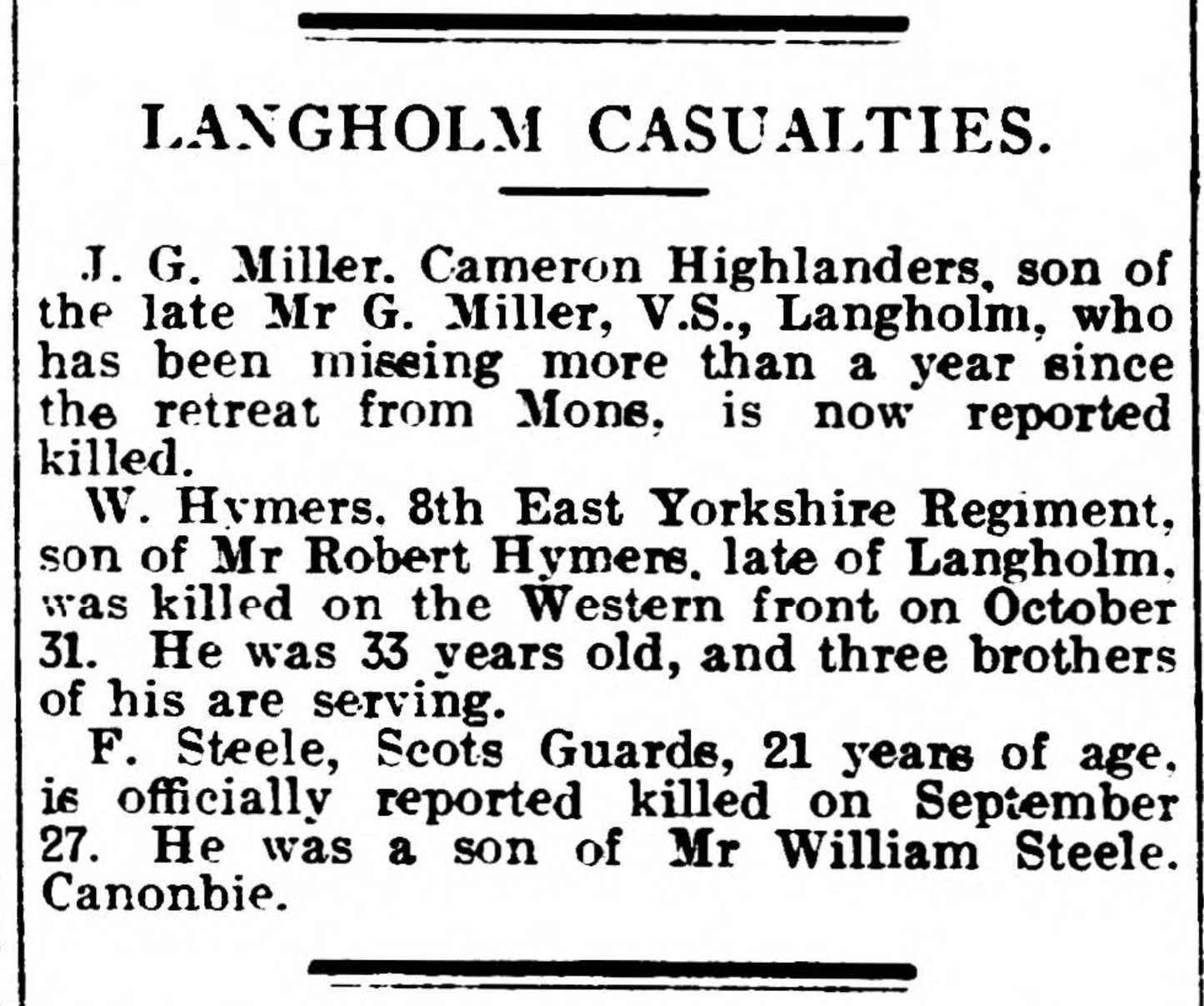 Scots Guards KIA Battle of Loos 1915 WW1 British War Medal Canonbie, Dumfries