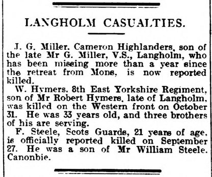 Scots Guards KIA Battle of Loos 1915 WW1 British War Medal Canonbie, Dumfries