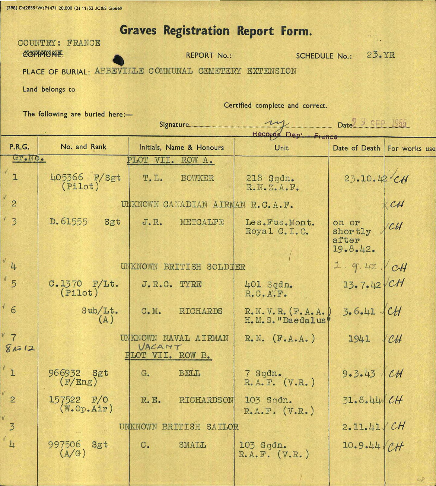 Royal Air Force RAF KIA France 1944 Lancaster Bomber WW2 Casualty Medal Group
