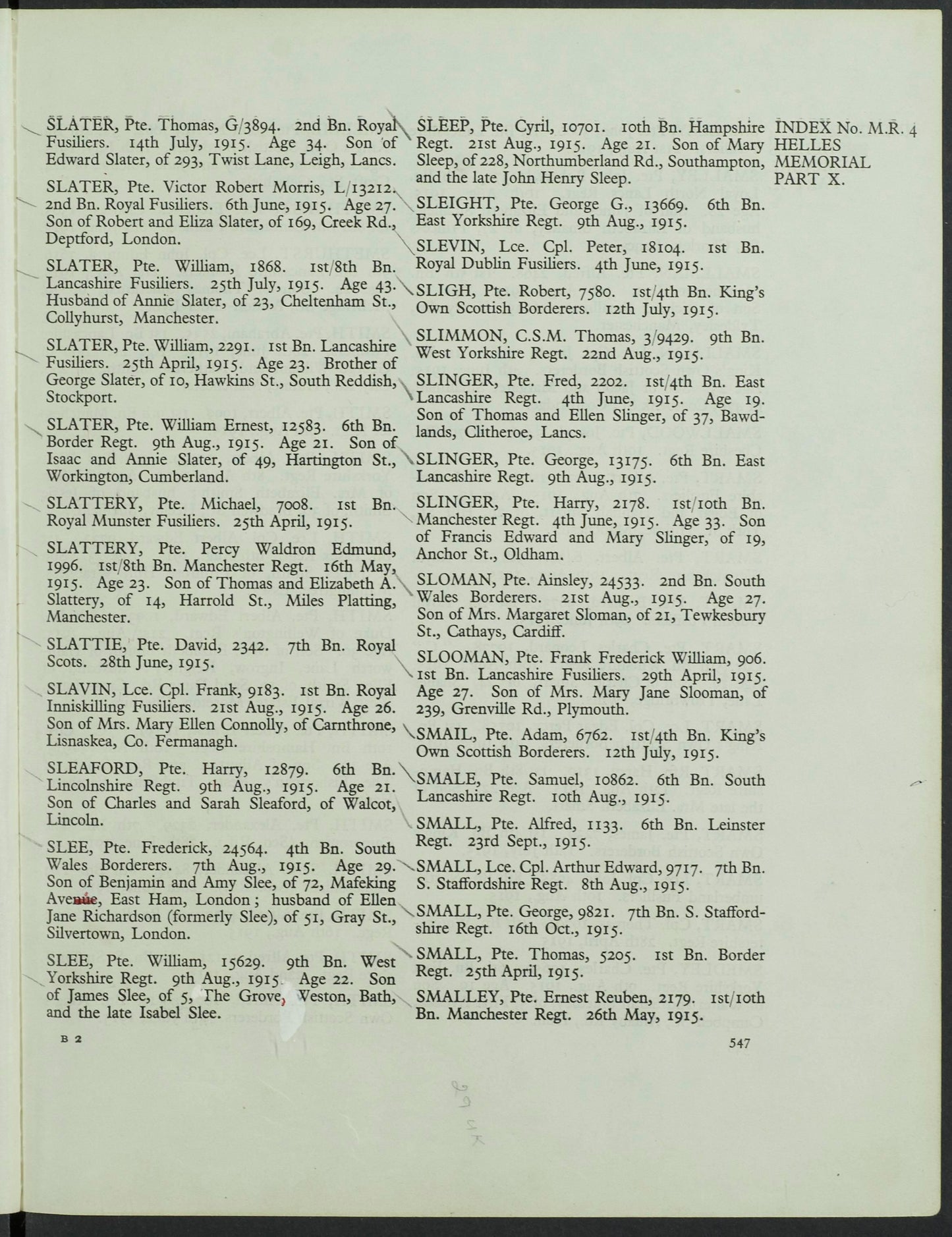 9th West Yorkshire Regiment - Company Sergeant-Major Killed in Action Gallipoli 1915 - Memorial Plaque