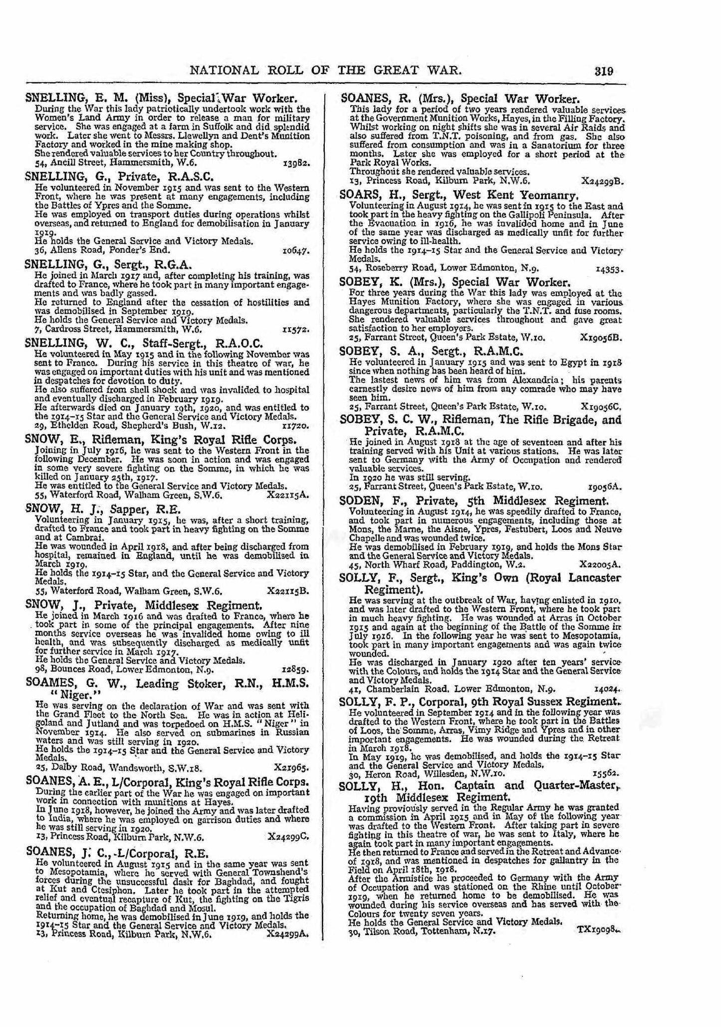 19th Middlesex Regiment Mentioned in Despatches WIA Captain & QM WW1 Medal Pair