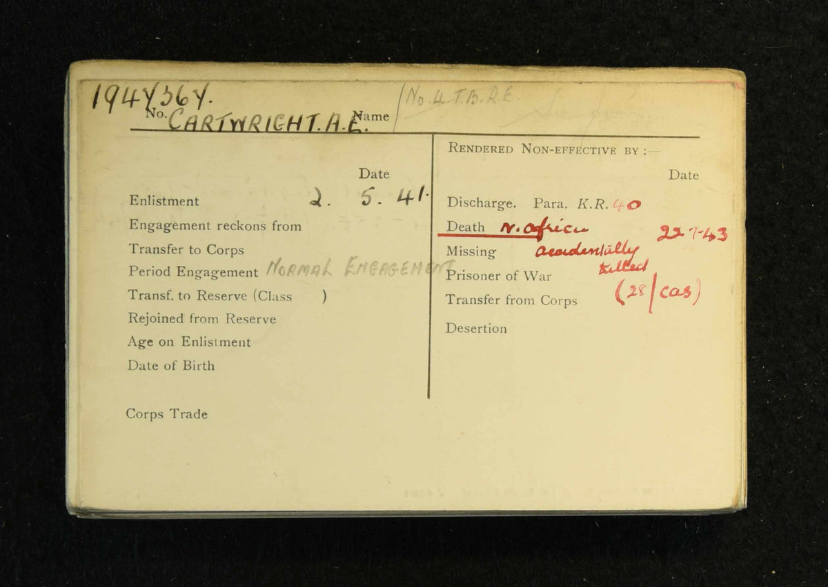 256 Field Coy. Royal Engineers Killed Tunisia 1943 WW2 Medal Group, Smethwick