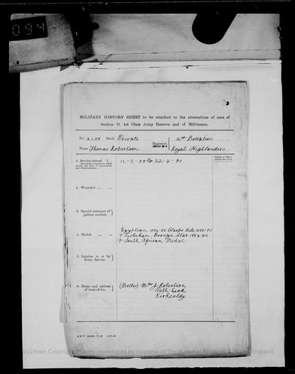 Black Watch (Royal Highlanders) - Queen's South Africa Medal - Kirkcaldy