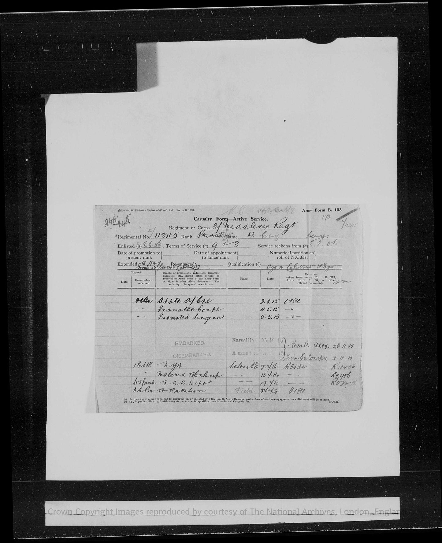 3rd Middlesex Regiment WW1 Medal Trio served Singapore India Salonika France